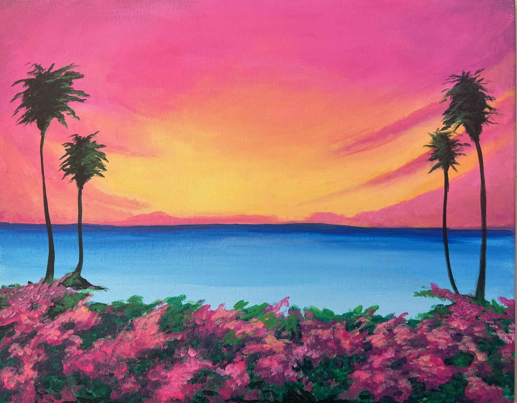 Island Flowers –  Sip and Paint Carlsbad