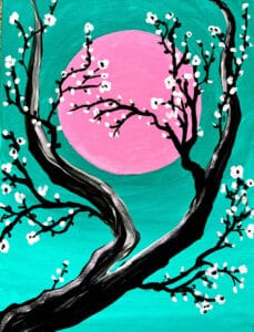 Image of painting called Winter Blooms Wine and Paint with Erin