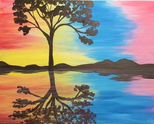 Pastel Reflections paint and sip painting event. Things to do in Sacramento