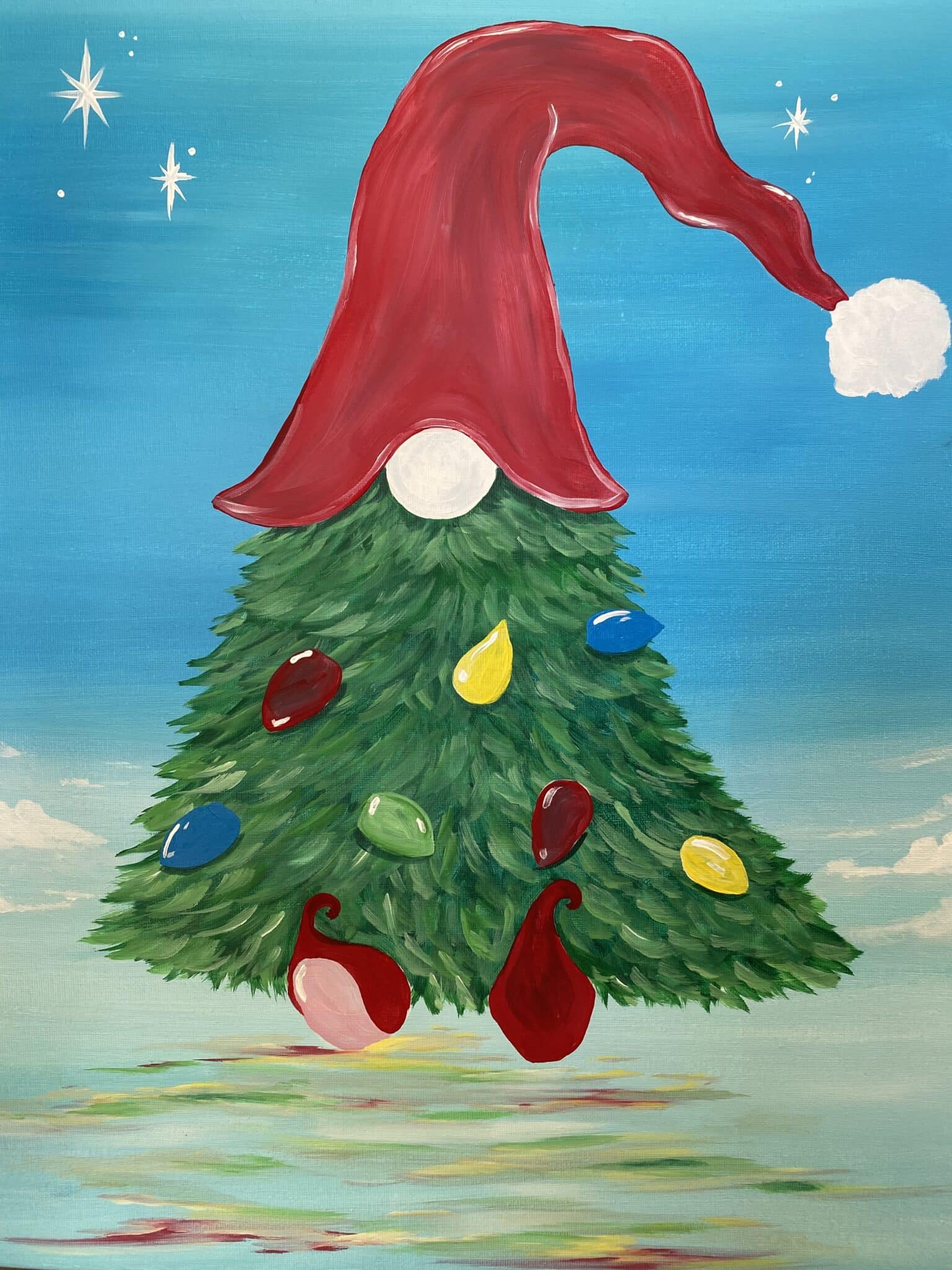 christmas gnome paint and wine