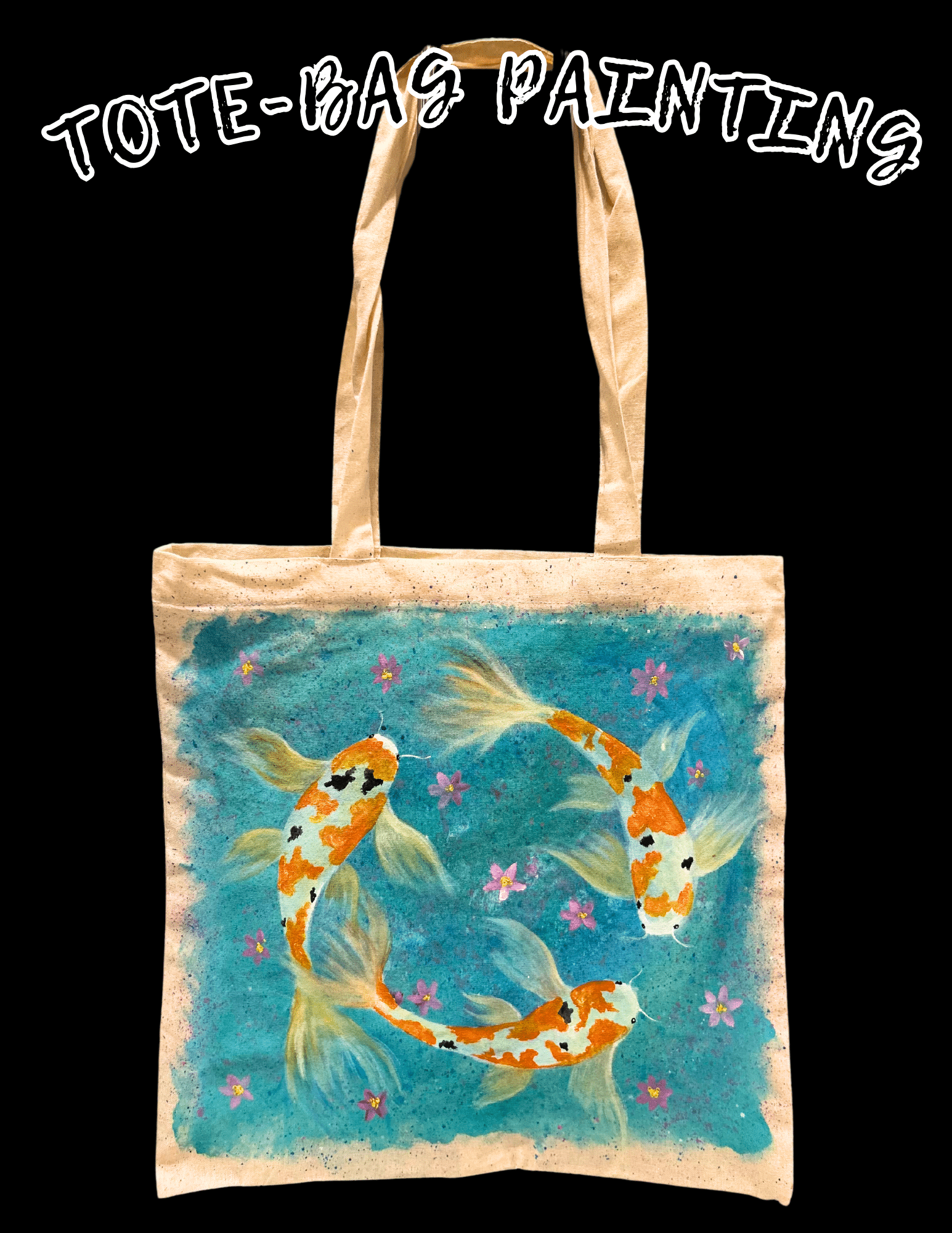 Koi Pond Tote Bag Painting-nm paint and sip