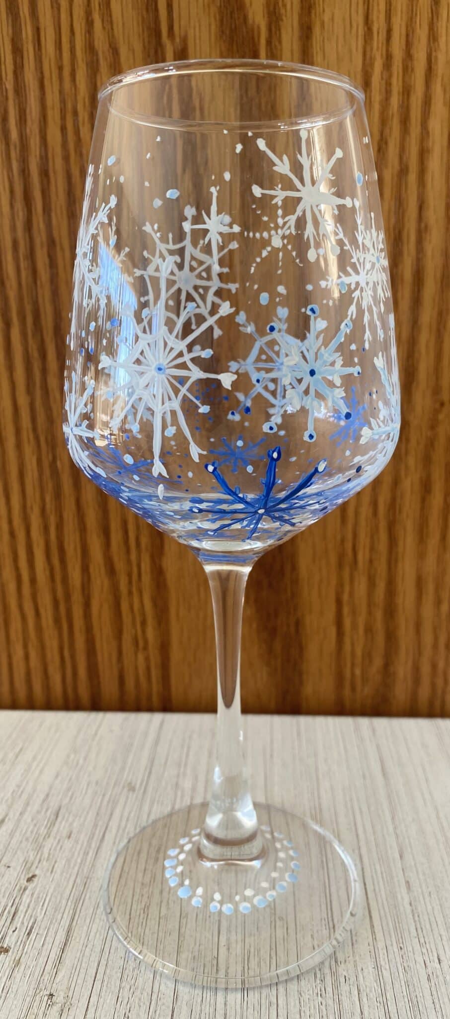 snowflakes wine glass paint night