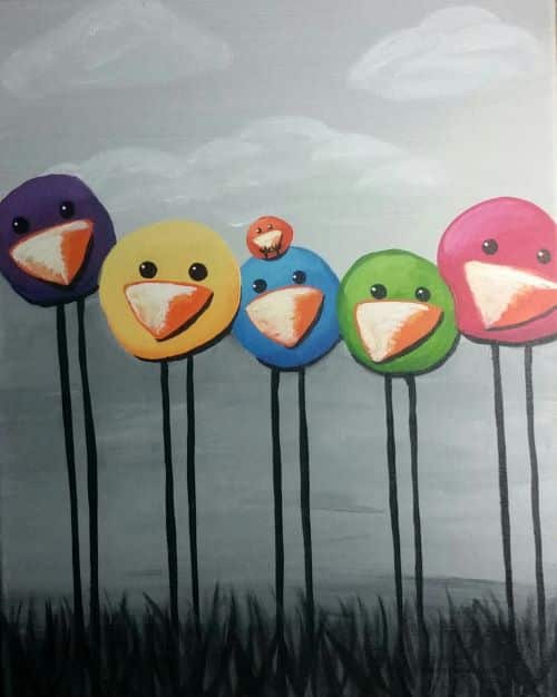 Silly Birds paint and sip painting event