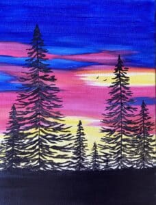 Image of painting called Twilight Trees Paint and Pint Night