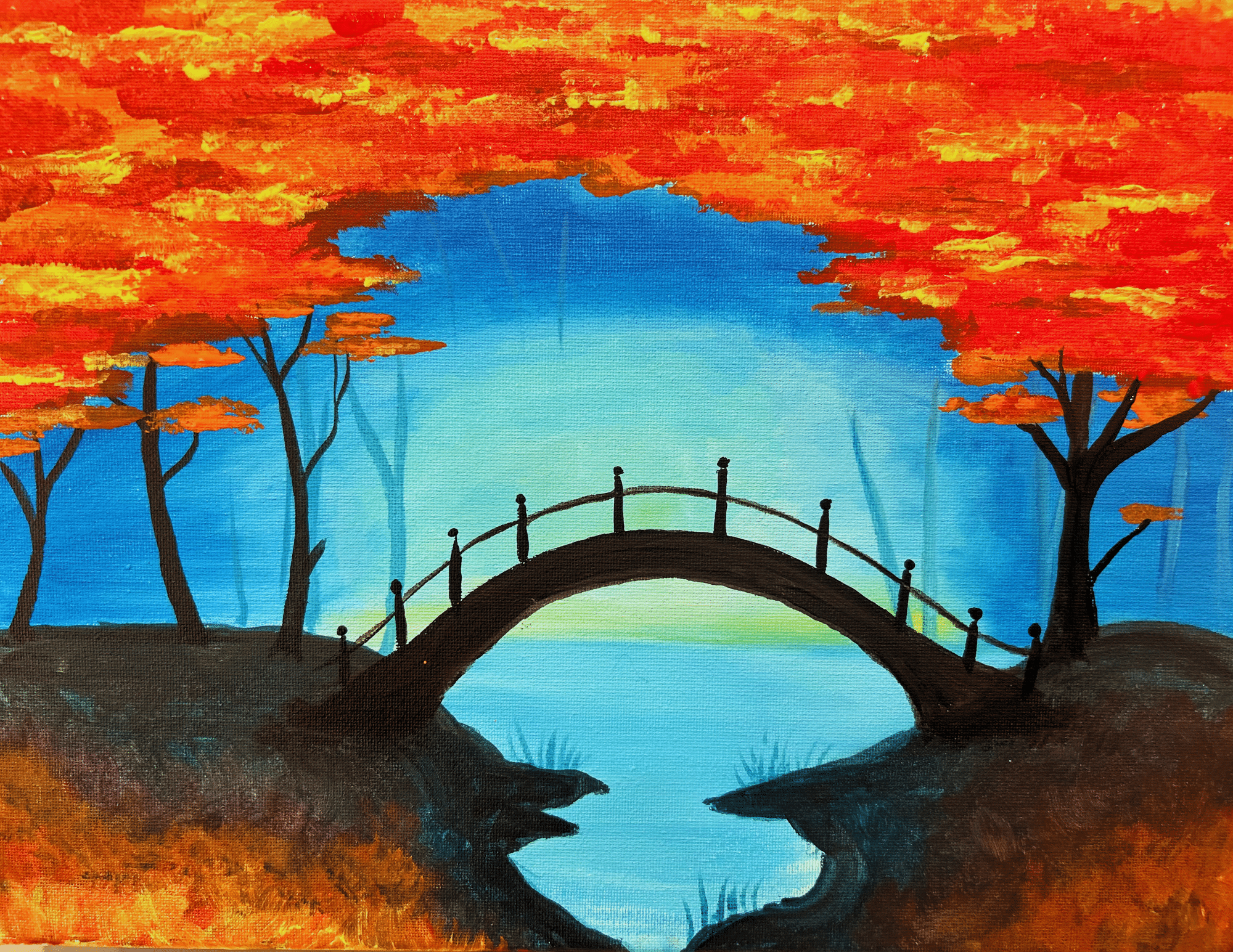 A Bridge in Autumn - NM paint and sip