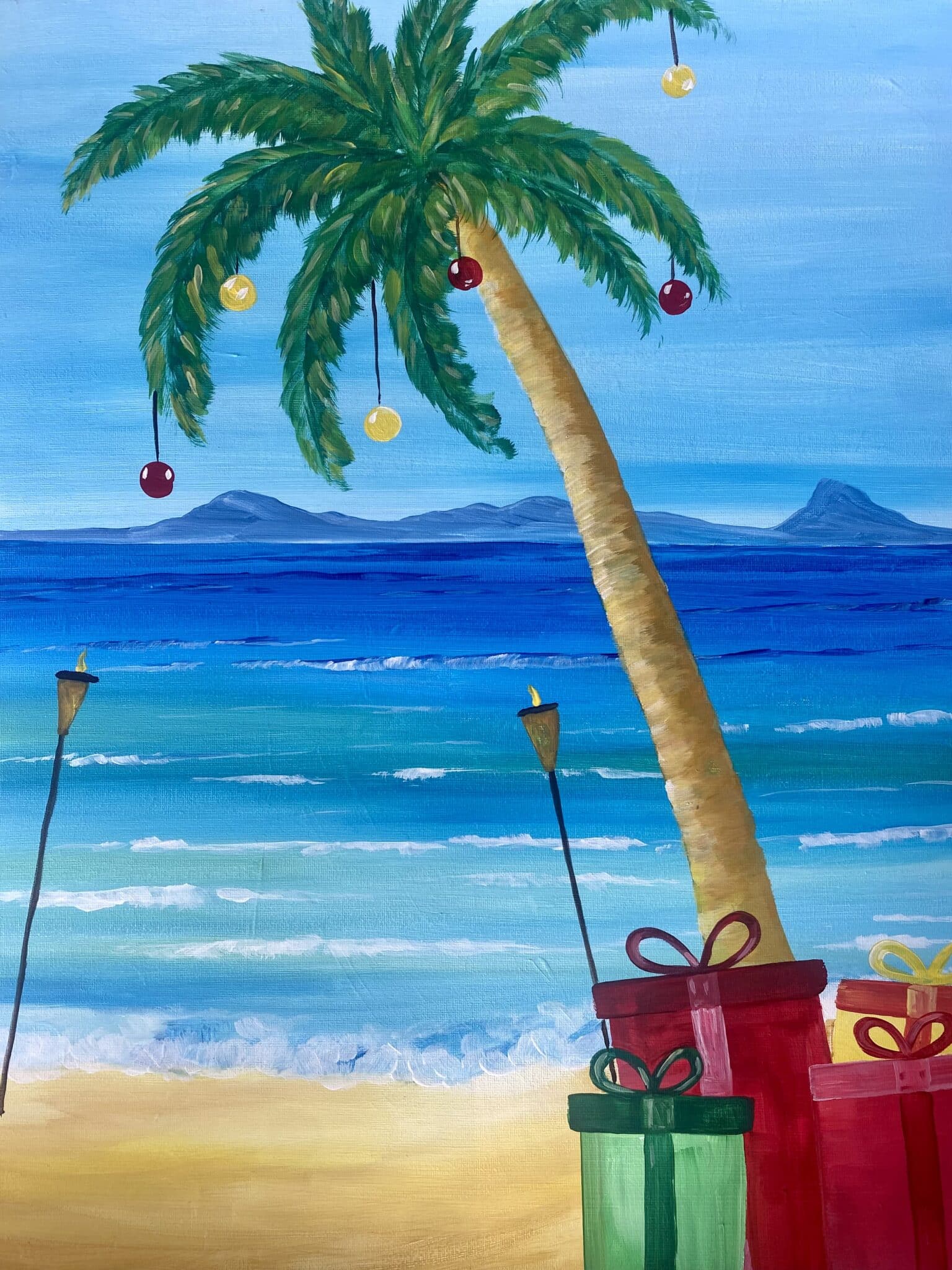 xmas on the beach paint and wine