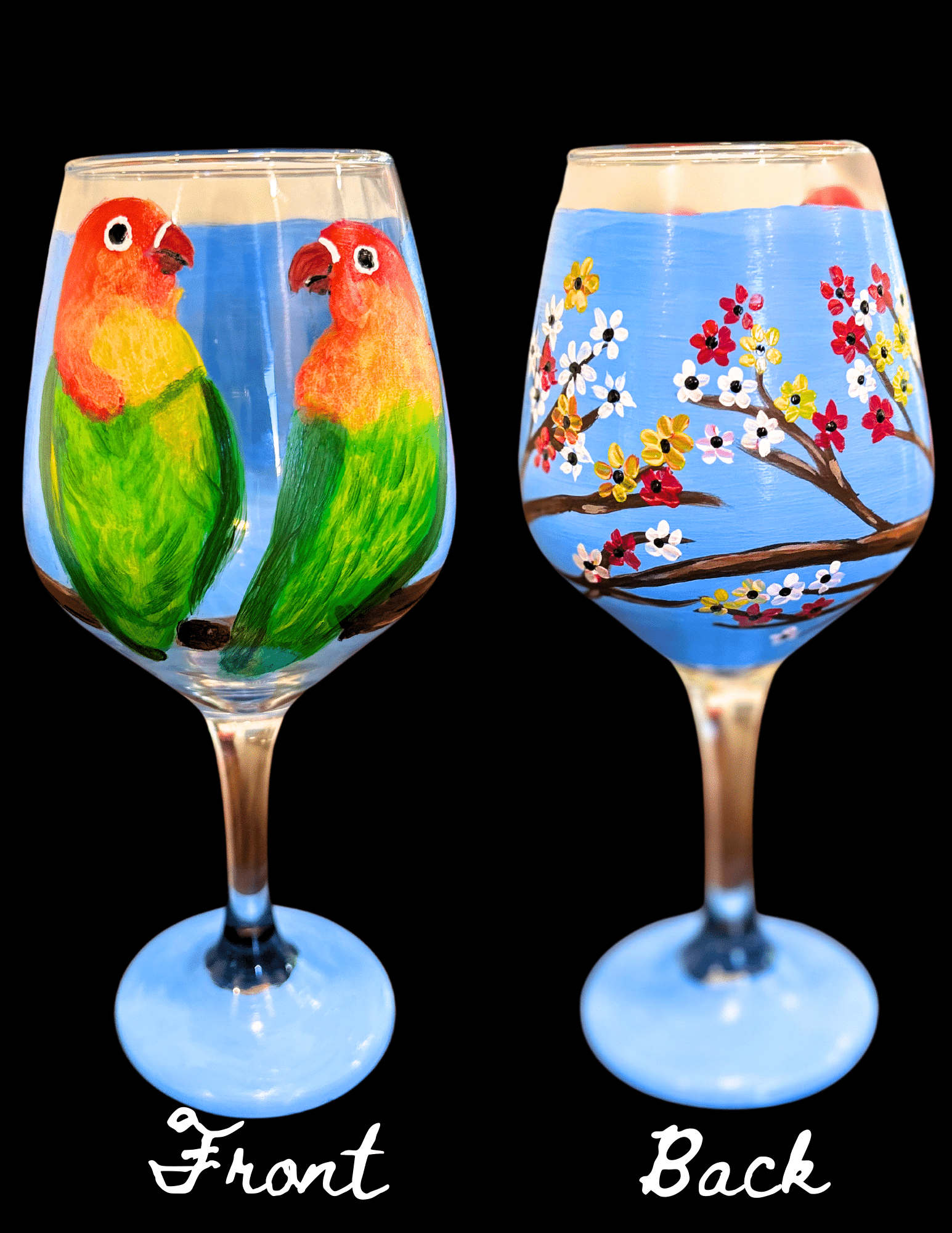 Love Birds -Wine Glass Painting (NM)