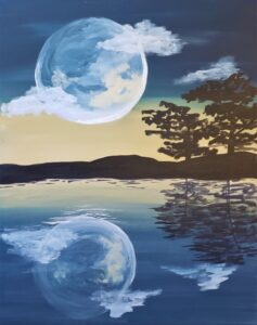 Image of painting called Painting this beautiful Paint and Sip "Moonlight Reflections"