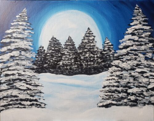 Winter Moon paint and sip painting