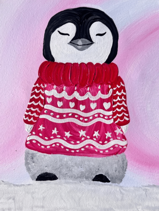 Cozy penguin Paint and sip Painting event