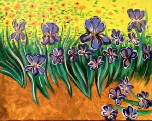 Image of painting called Join us for this beautiful Van Gogh's Irises Paint & Sip Painting Event!