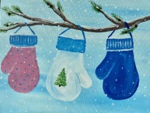 Image of painting called Winter Mittens Paint and Sip Night!