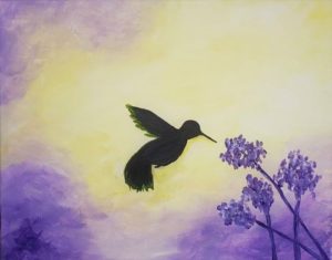 Hummingbird paint and sip painting event