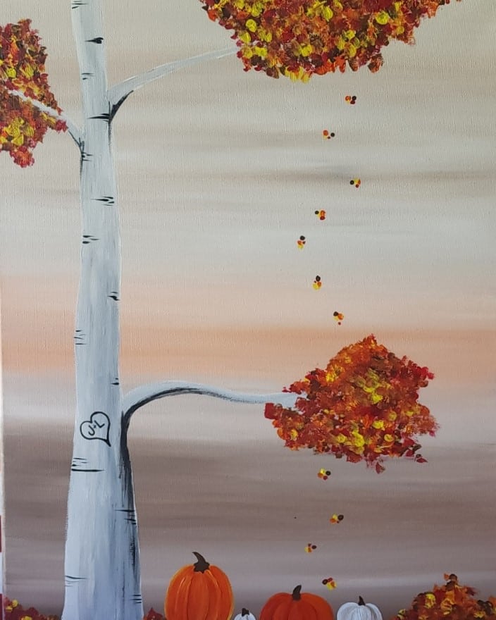 Autumn Love paint and sip painting