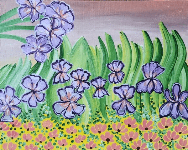 Van Goghs Irises paint and sip painting event