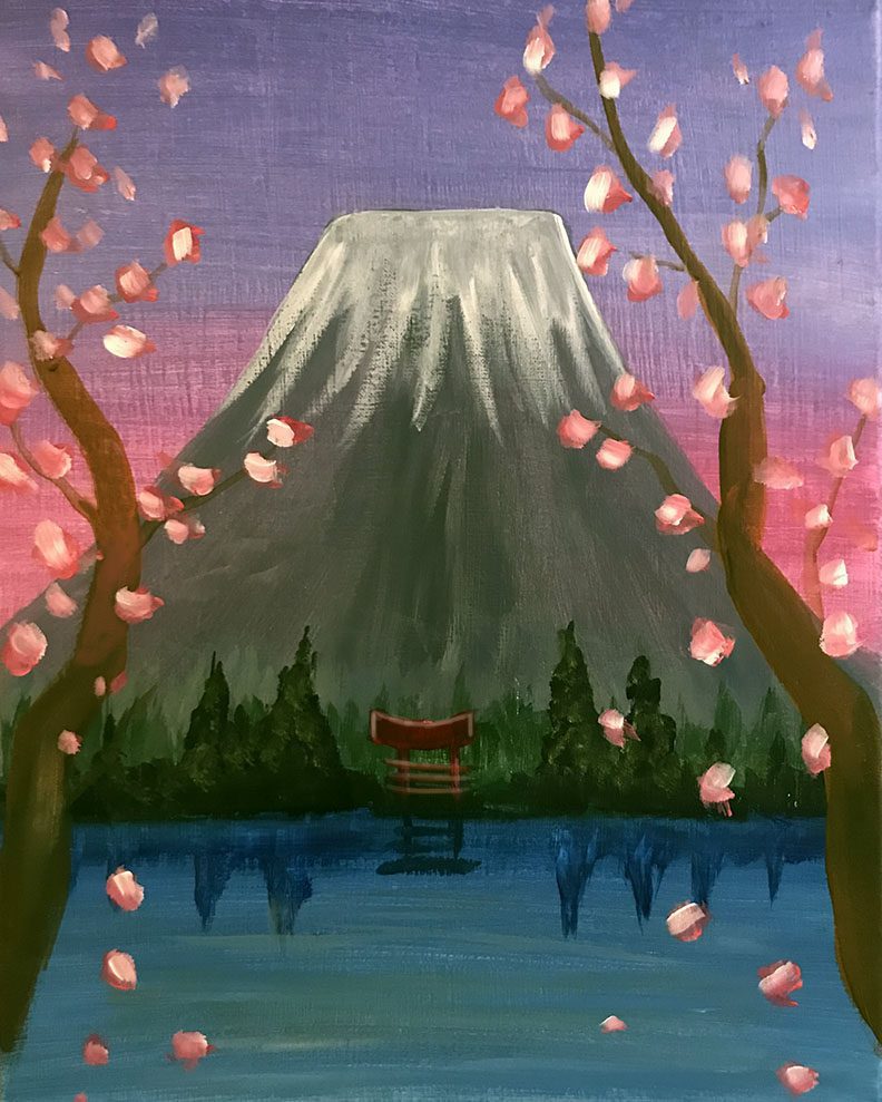 cherry blossoms paint and sip