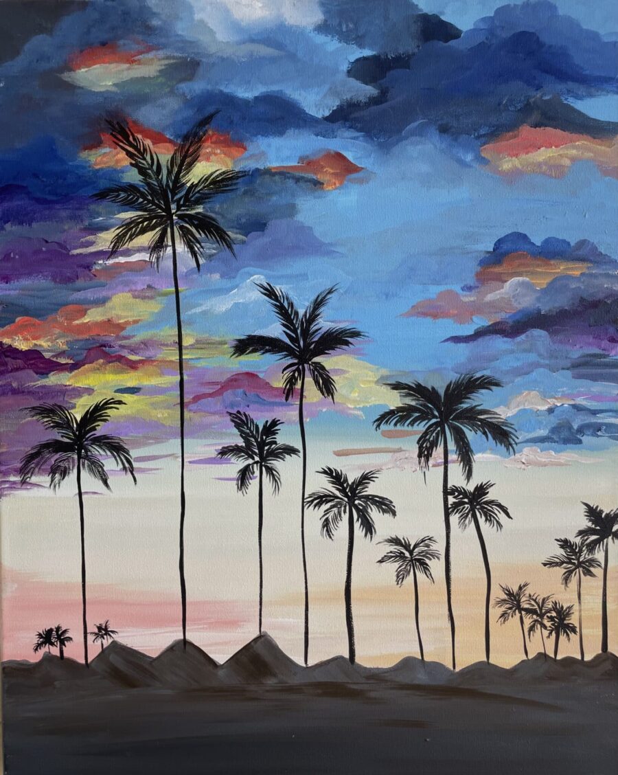 Sonoran Desert Sunset Art Class in Tucson, AZ paint and sip