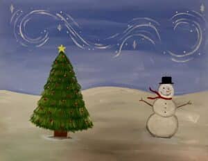 Image of painting called Snowy Christmas Paint and Sip at Postino Del Mar