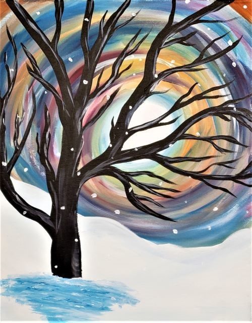 Winter Solstice paint and sip painting