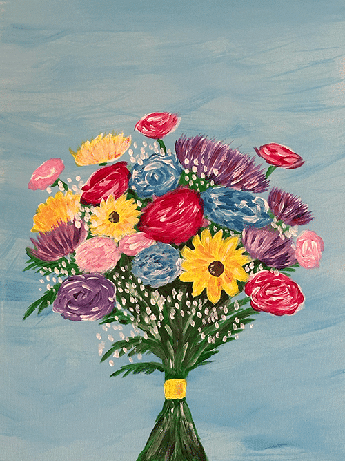 painting of a bouquet paint and sip