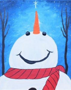 Image of painting called Embrace the Chill: Happy Snowman Paint & Sip Evening!