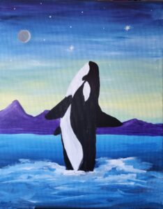 Image of painting called Charming Breaching Whale: Creative Evening of Fun painting