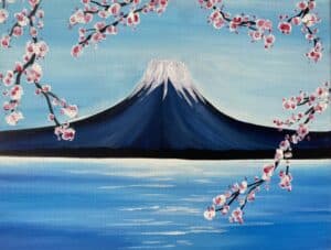 Image of painting called Mt Fuji Views Paint and Wine