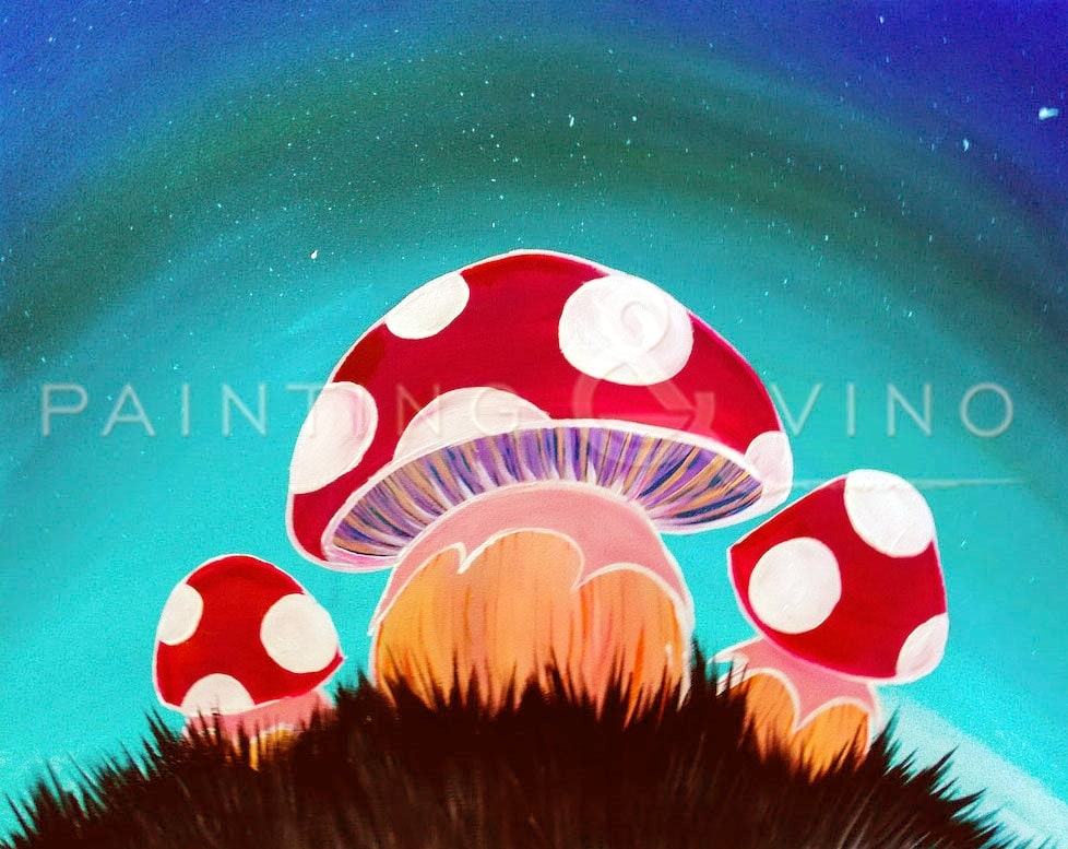 Mushrooms painting paint and sip