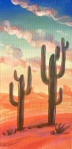 Image of painting called Peaceful Saguaros Paint and Sip Class