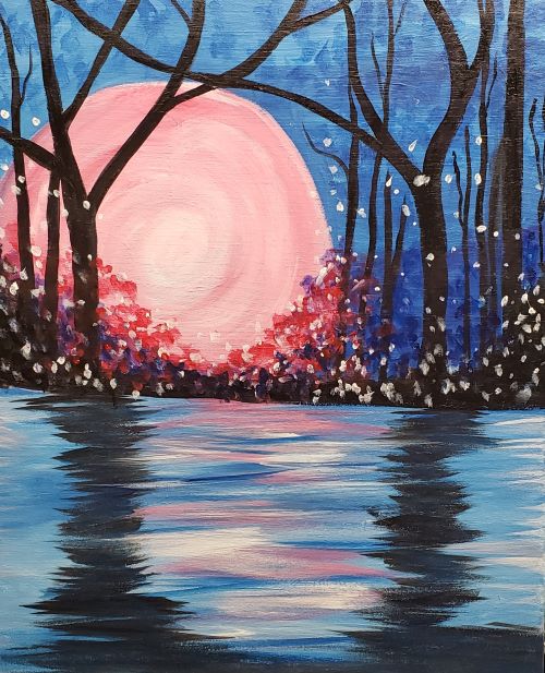 Image of painting called Mid summer nights dream paint and sip painting event at Back Forty.