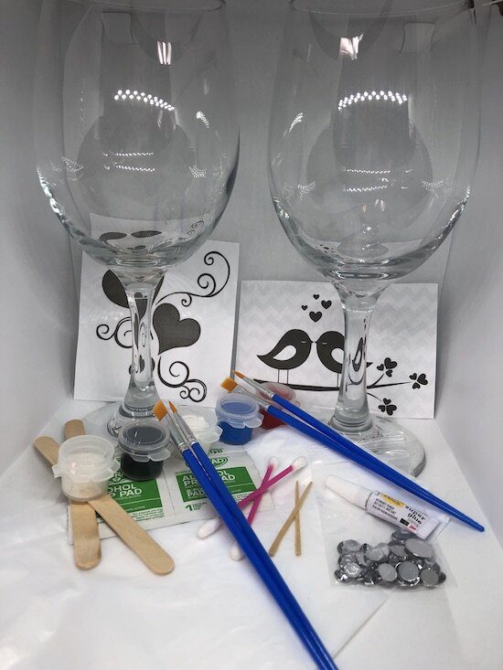 Love Themed Wine Glasses