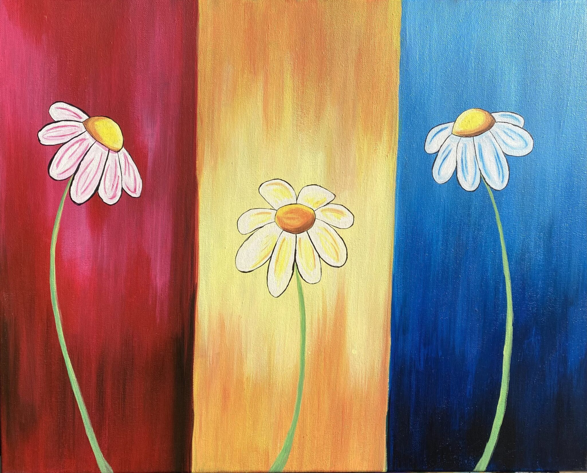 Trio of Daises paint and sip