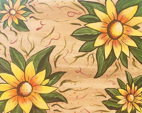 Image of painting called Autumn Sunflowers painting event at Cool River Pizza