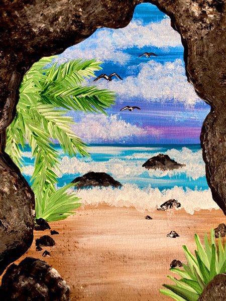 Image of painting called Beach Cave paint and sip
