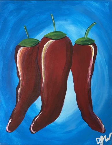 Image of painting called Spice up Your Art: fun Caliente Chilies