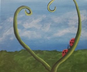 Image of painting called Valentine fun with this fun Ladybugs paint and sip painting event