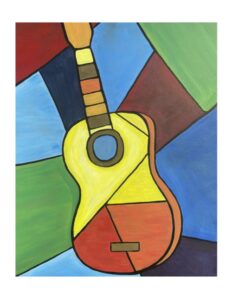 Picassos Guitar in Stained Glass paint and sip painting event