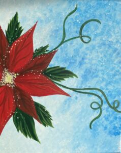 Image of painting called Join us for this beautiful Poinsettia Paint & Sip Evening!