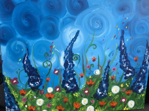 Image of painting called Spring Wildflowers fun Paint and Sip event