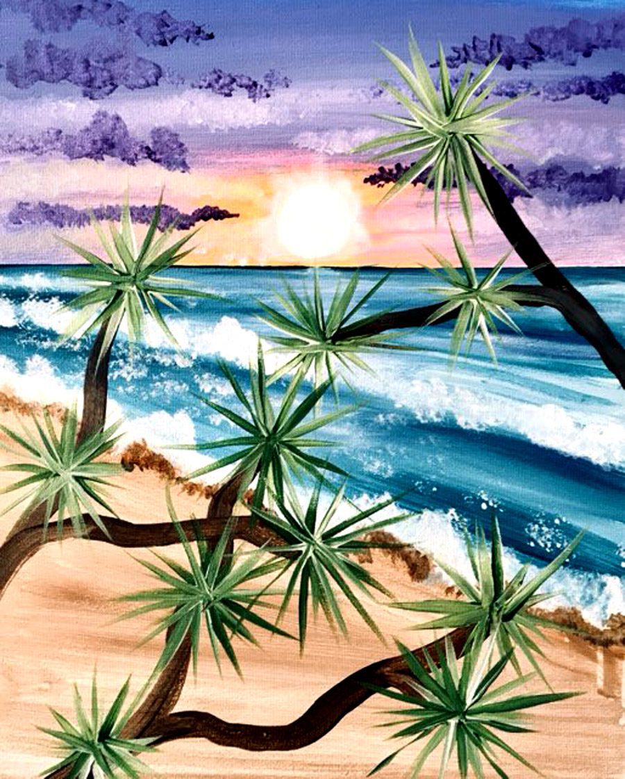 Image of painting called Tropical Sunset Paint Night with Erin