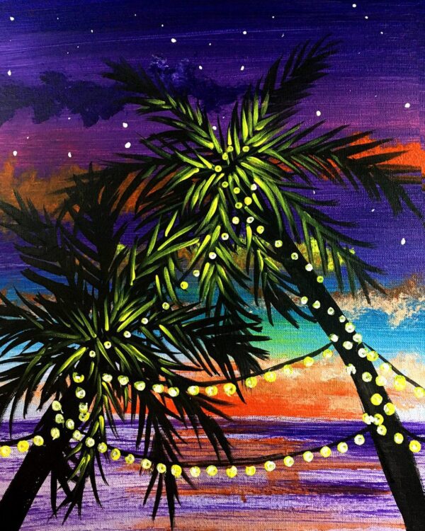 Palm tree Lights La Jolla paint and sip with Erin