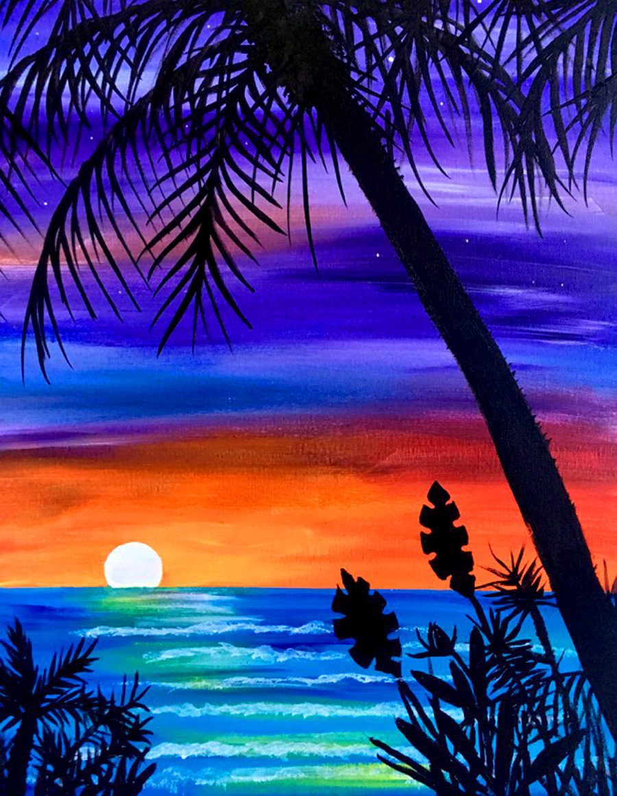 Image of painting called Palms at Sunset with Erin