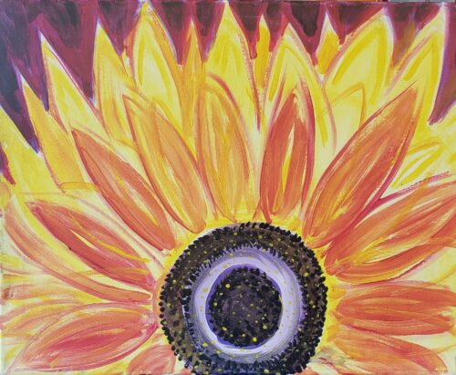 Bright sunflower paint and sip painting event