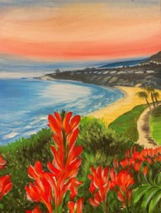 Image of painting called Flowers at Dana Point - Paint and Sip