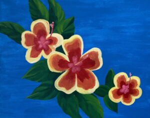 Hibiscus paint and sip painting event paint and sip