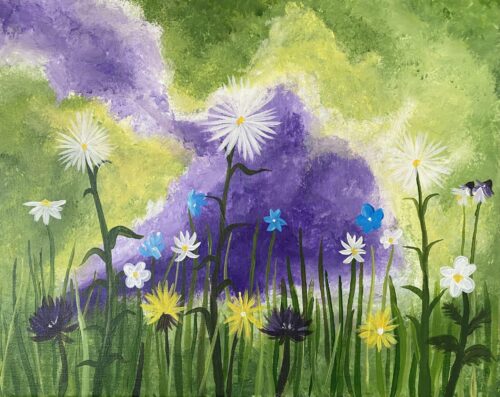 Spring Flowers paint and sip painting paint and sip