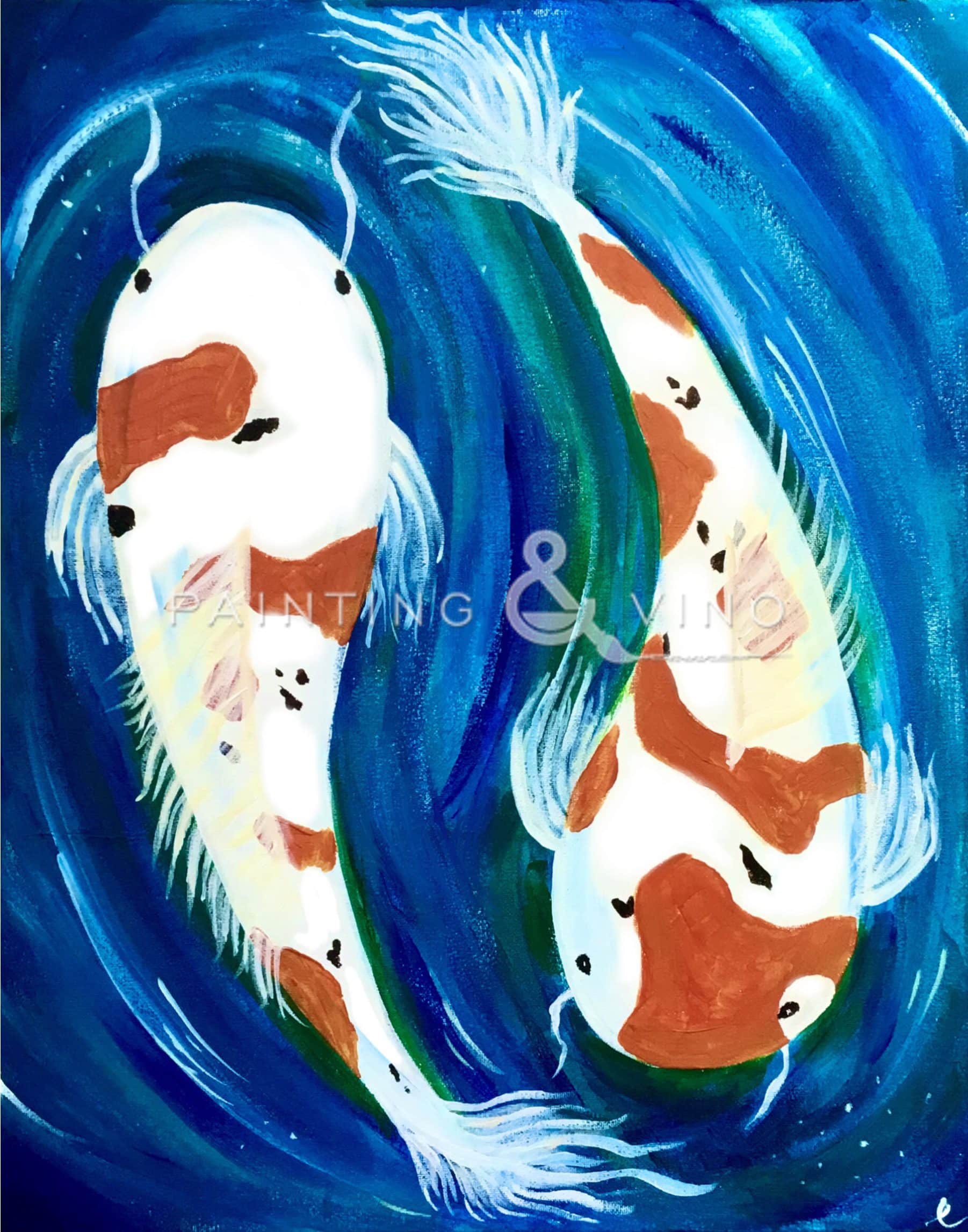 Image of painting called Koi Fish Tucson Paint Night