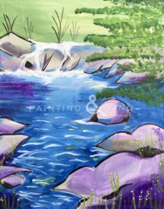 Image of painting called Waterfall River Paint and Sip at Three Canyon Beer & Wine Garden - Sabino Canyon