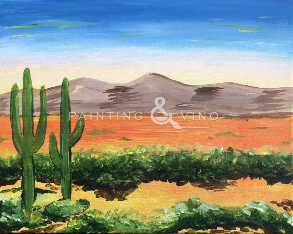 Image of painting called Spring Saguaro Paint and Sip at Medella Vina Ranch