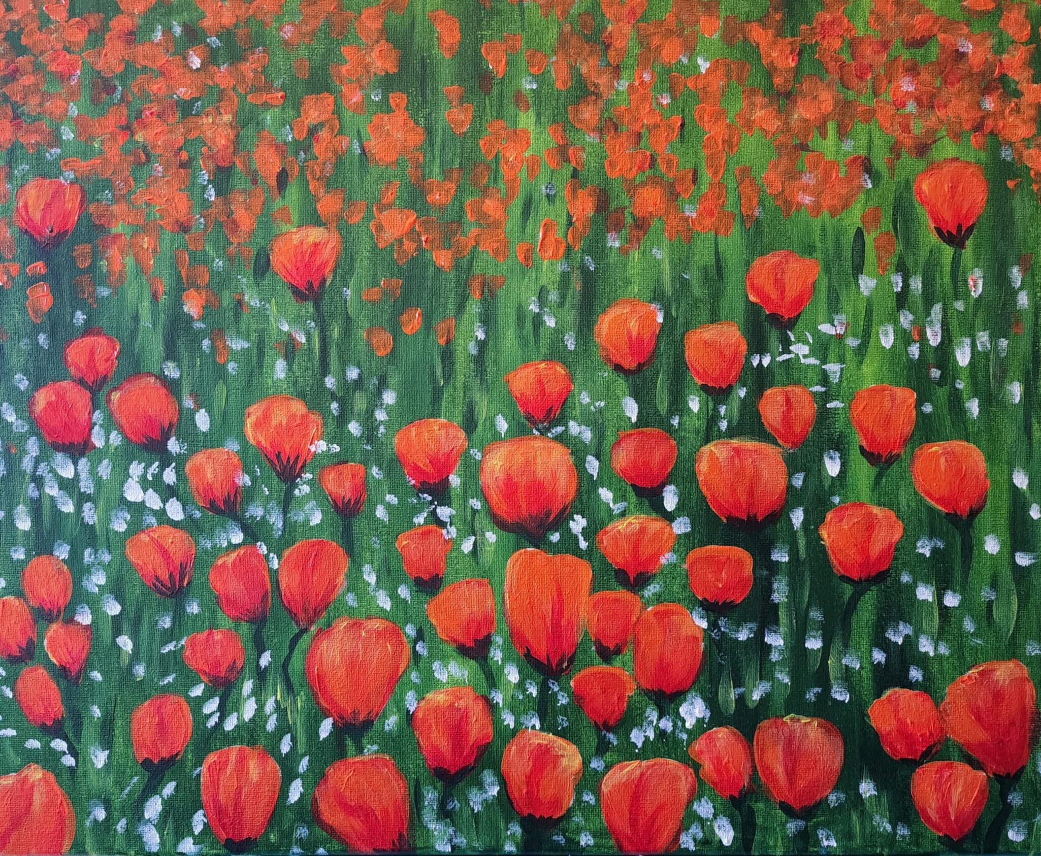 Image of painting called Poppy Fields sip and paint painting at Brick and Barrel in Lincoln